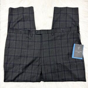 Shaquille O’Neal Big & Tall Stretch Men's Gray‎ Plaid Dress Pants XLG 48W 30L
